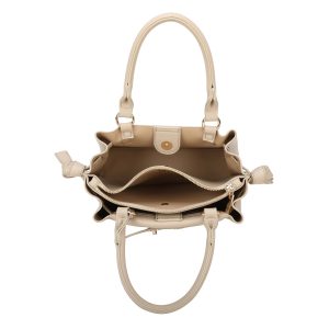 Gold Tone Textured Finish Dual Handles Mini Tote Bag - Image 7