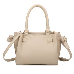 Gold Tone Textured Finish Dual Handles Mini Tote Bag - Image 5