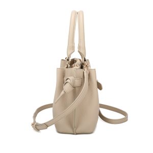 Gold Tone Textured Finish Dual Handles Mini Tote Bag - Image 4