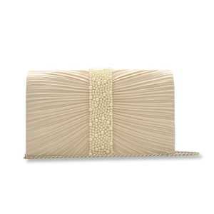 Elegant Pleated Clutch Purse with Beaded Center Accent - Image 5