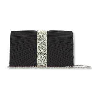 Elegant Pleated Clutch Purse with Beaded Center Accent - Image 6
