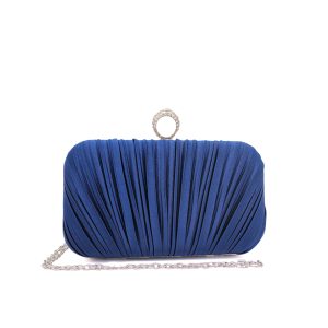 Elegant Pleated Evening Clutch Bag with Ring Handle - Image 9
