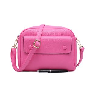 Crossbody Shoulder Bag with Front Flap Button Pocket