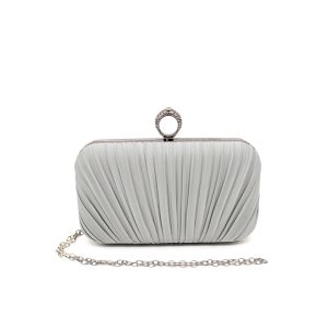 Elegant Pleated Evening Clutch Bag with Ring Handle