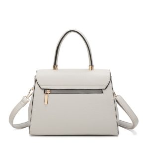 Chic PU Leather Shoulder Handbag Top Handle Gold Lock - Image 4
