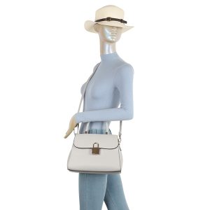 Chic PU Leather Shoulder Handbag Top Handle Gold Lock - Image 7