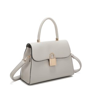 Chic PU Leather Shoulder Handbag Top Handle Gold Lock - Image 2