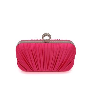 Elegant Pleated Evening Clutch Bag with Ring Handle - Image 5