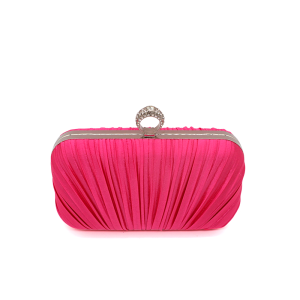 Elegant Pleated Evening Clutch Bag with Ring Handle - Image 4