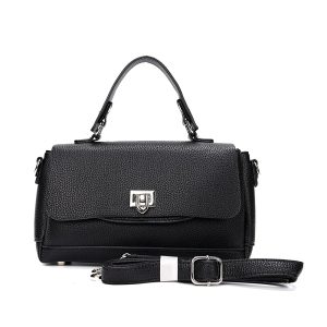 Top Handle Shoulder Bag with Flap Closure and Long Strap - Image 12