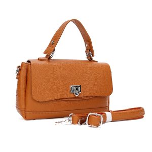 Top Handle Shoulder Bag with Flap Closure and Long Strap - Image 3