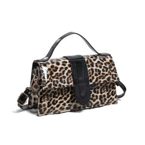 Animal Print Top Handle Crossbody Bag with Flap Closure - Image 4