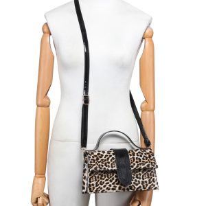 Animal Print Top Handle Crossbody Bag with Flap Closure - Image 7