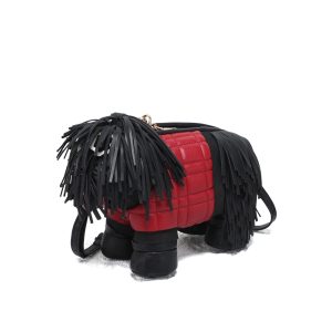 Dog-Shaped Crossbody Bag with Fringe Detail and Zip Closure - Image 4