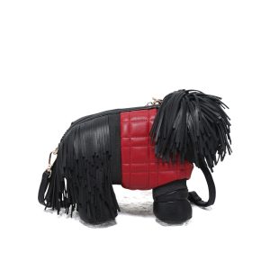 Dog-Shaped Crossbody Bag with Fringe Detail and Zip Closure - Image 5