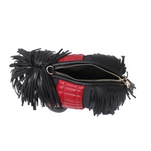 Dog-Shaped Crossbody Bag with Fringe Detail and Zip Closure - Image 6
