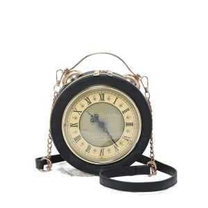 Vintage Clock-Inspired Crossbody Bag with Chain Strap - Image 8