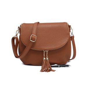 Tassel Flap Shoulder Bag with Adjustable Strap and Inner Pocket