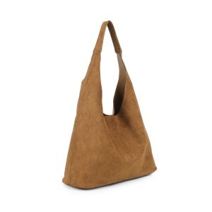 Modern Faux Suede Spacious Shopping Shoulder Tote Bag Wide Strap - Image 3