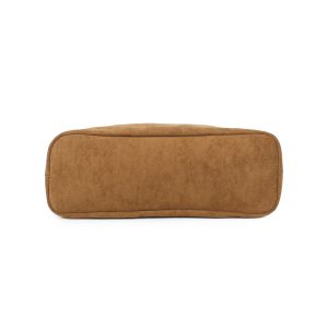 Modern Faux Suede Spacious Shopping Shoulder Tote Bag Wide Strap - Image 7