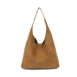 Modern Faux Suede Spacious Shopping Shoulder Tote Bag Wide Strap - Image 5