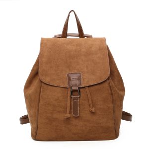 Trendy Faux Suede Drawsting Spacious Travel Backpack