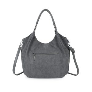 Faux Suede Tassel Tote Bag Dual Handles Detachable Strap - Image 5