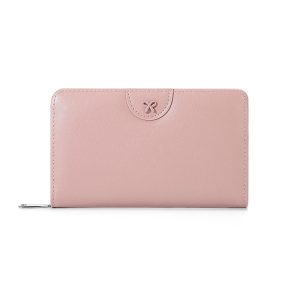 Slim Wallet with Bow Design Zipper Pocket and Card Holder - Image 1