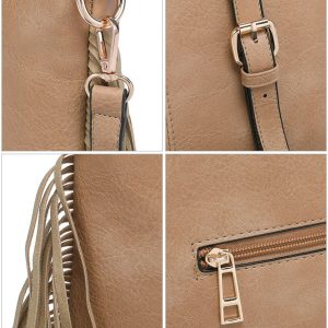 Trendy Crossbody Shoulder Bag Cutout Handle Fringe Tassel - Image 6