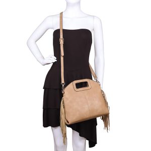Trendy Crossbody Shoulder Bag Cutout Handle Fringe Tassel - Image 7