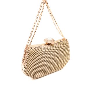 Sparkling Evening Clutch Bag with Chain Strap and Jewel Clasp - Image 12