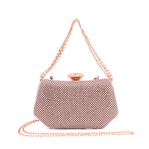 Sparkling Evening Clutch Bag with Chain Strap and Jewel Clasp
