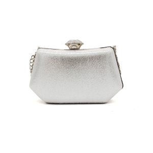 Sparkling Evening Clutch Bag with Chain Strap and Jewel Clasp - Image 10