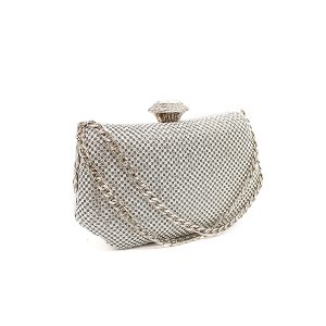 Sparkling Evening Clutch Bag with Chain Strap and Jewel Clasp - Image 8