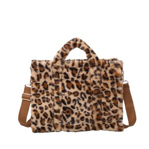 Leopard Print Shoulder Bag with Top Handles and Strap