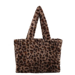Leopard Print Tote Bag with Soft Shoulder Handle Design