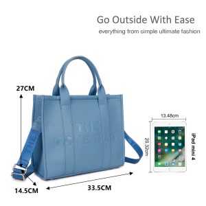 Vegan Leather Travel Tote Bag Embossed Wide Shoulder Strap - Image 2