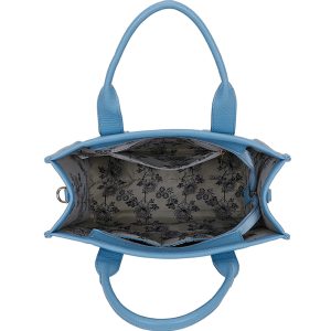 Vegan Leather Travel Tote Bag Embossed Wide Shoulder Strap - Image 5
