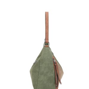 Color Block Faux Suede Slouchy Hobo Shoulder Bag - Image 3