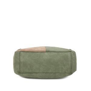 Color Block Faux Suede Slouchy Hobo Shoulder Bag - Image 5