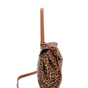 Leopard Print Flap Over Shoulder Bag Turn Lock Closure - Image 3