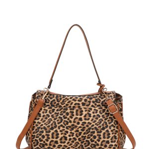 Leopard Print Flap Over Shoulder Bag Turn Lock Closure - Image 4