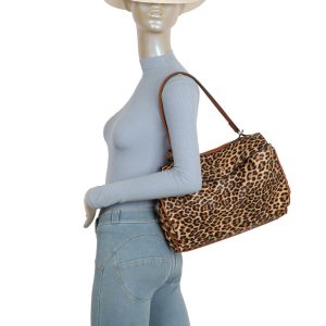 Leopard Print Flap Over Shoulder Bag Turn Lock Closure - Image 6