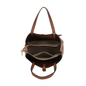 Pebbled Vegan Leather Structured Tote Bag Dog Charm - Image 5