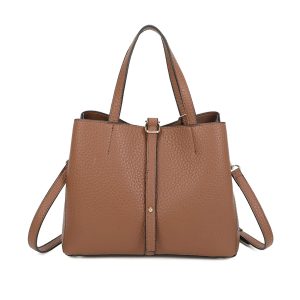 Pebbled Vegan Leather Structured Tote Bag Dog Charm - Image 4