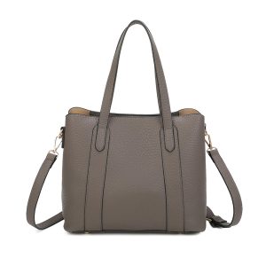Pebbled Vegan Leather Twist Lock Structured Shoulder Bag - Image 4