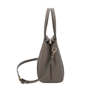 Pebbled Vegan Leather Twist Lock Structured Shoulder Bag - Image 3