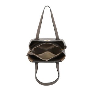 Pebbled Vegan Leather Twist Lock Structured Shoulder Bag - Image 5