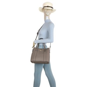 Pebbled Vegan Leather Twist Lock Structured Shoulder Bag - Image 7