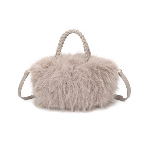 Elegant Faux Fur Tote Bag Braided Handles Soft Plush - Image 4